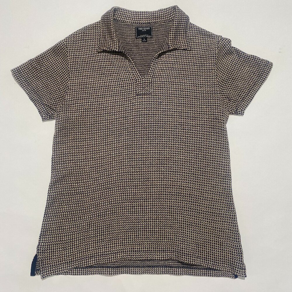Todd Snyder Black and White Polo Shirt with Classic Collar